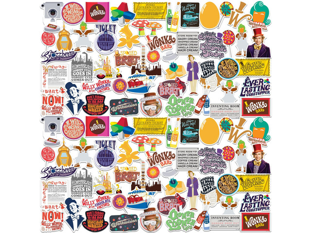 Willy Wonka and the Chocolate Factory 200 Vinyl Stickers Waterproof Die-Cut