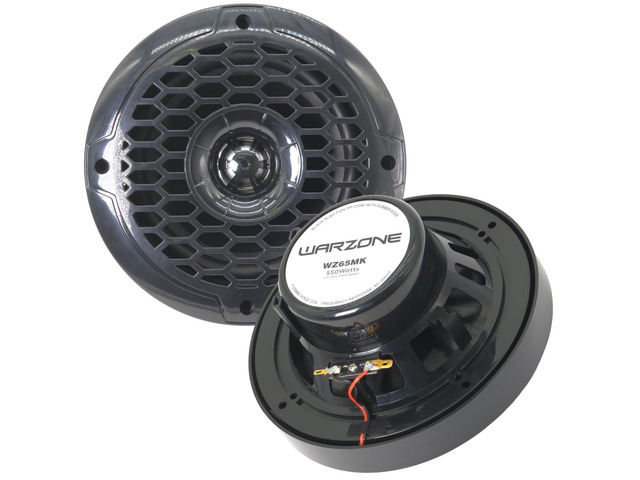 WZ65MK 6.5-Inch 2-Way Marine Speaker, 550W Max, 4 Ohms, 12oz Magnet, Black Injection Cone with Rubber Edge for Boats and Outdoor Audio (2 Speakers)