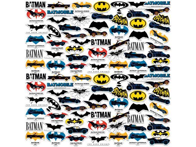 Batman Batmobile Through the Ages 150 Vinyl Stickers Waterproof Die-Cut Car