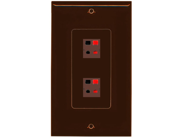 2 Port Speaker Decorative Wall Plate - Brown - Bracket Included