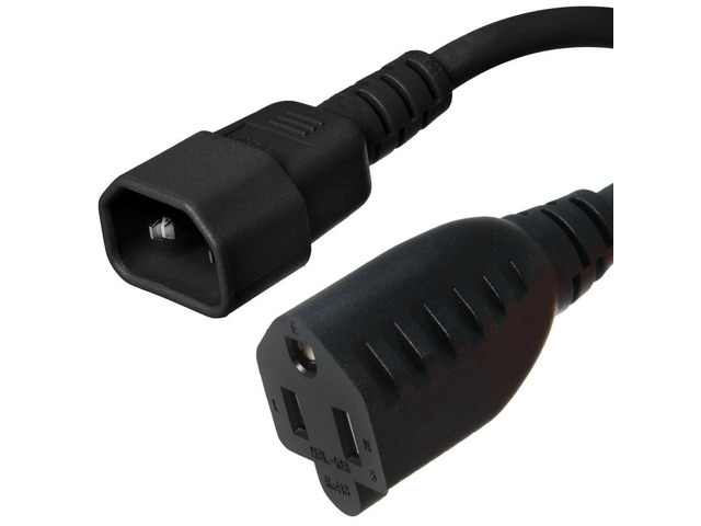 IronBox Electric IEC C14 to 5-15R Power Cord - 10A/125V Heavy Duty 18 AWG Adapter Cable Extension, C14 Male Plug to 5-15R Female Connector - PDU,...