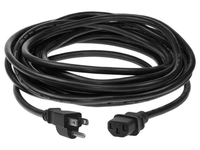 25ft 16 AWG Universal Power Cord - IEC320 C13 to NEMA 5-15P SJT 13A