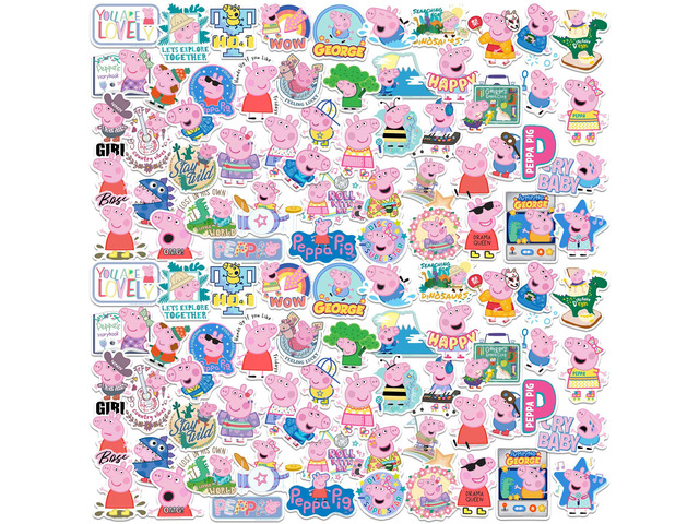Peppa Pig and George 150 Vinyl Stickers Waterproof Die-Cut Decals Laptop