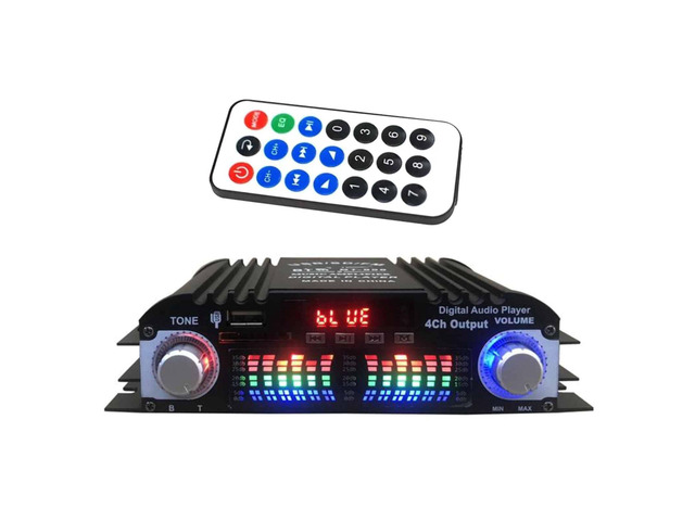 BT-998 HiFi Audio Power Amplifier 4 Channel Low Distortion Support FM Stereo Radio DC 12V Digital Music Amp for Home Car