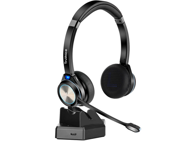 BT65 Wireless USB Headset with Hi-Fi Audio and Noise Canceling Microphone - v5.2 Bluetooth Fast Charging Base and 15hr Talk time - Multi...