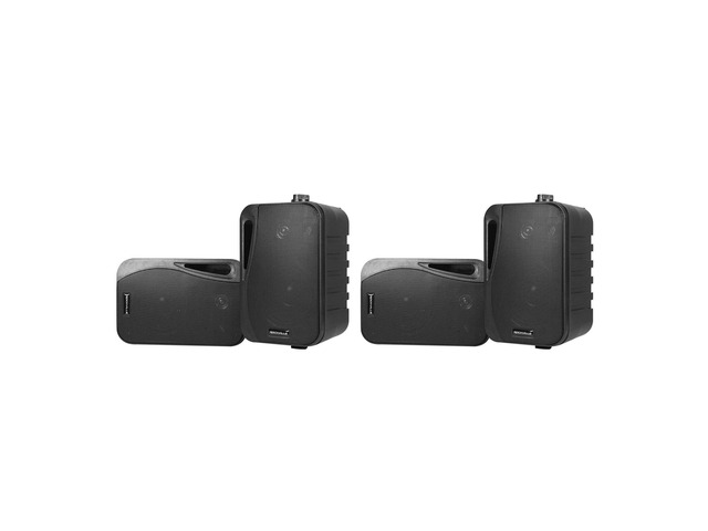 HP4S-8 BK 4' Home Theater Indoor/Outdoor Wall Speakers, 4-Pack 360W Peak/120W RMS, IPX44 Rated, 8 Ohm, 80Hz-20kHz Response, 90dB Sensitivity, ABS...