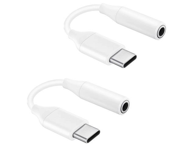 USB C to 3.5mm Headphone Adapter Compatible with Samsung Galaxy Tab S9 Ultra with Digital DAC Chip That's Dual 1/8 inch TypeC/PD! (2 Pack/White)