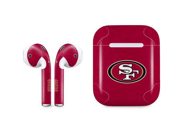 Decal Audio Skin Compatible with Apple AirPods - Officially Licensed NFL San Francisco 49ers Distressed Design