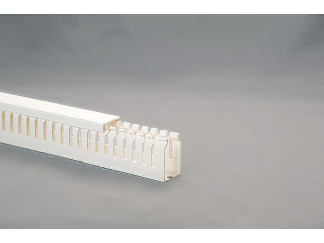 1x1.5 Inch, 2m Open Slot Wiring Duct/Cable Raceway with Cover, UL/CE Listed - White