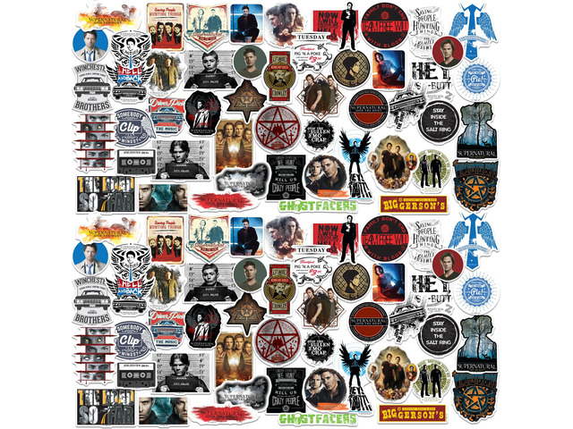 Supernatural Set 1 100 Vinyl Stickers Waterproof Die-Cut Decals Laptop Car