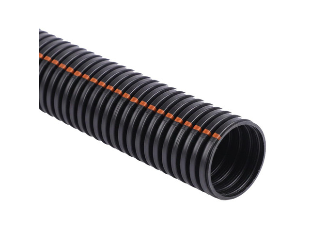 UV Resistant Flame Retardant Nylon Split Wire Loom Tubing 3/8 Inch 100 Ft Long Black with Orange Stripes Sunlight Protected Cable Protection...