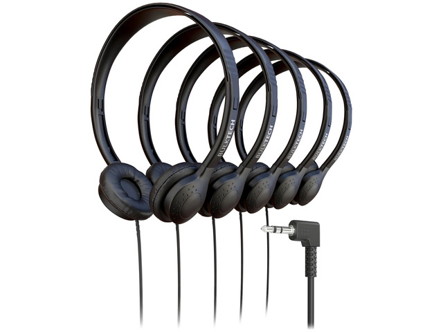 5 Pack Bulk Wired On-Ear Leather Headphones with 3.5mm Connector, Black