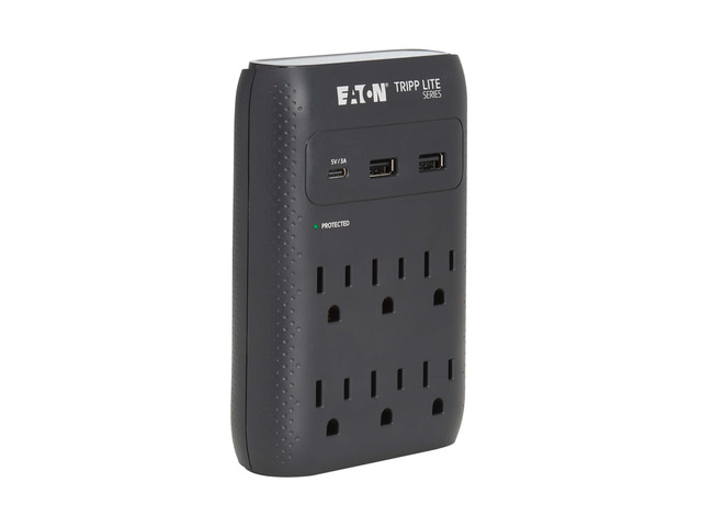 Eaton SK60CB Wall Surge Protector Power Strip & USB Wall Charger, 6-Outlet Extender, 1 USB-C + 2 USB Ports, 1080 Joules, Multi-Plug Outlet...