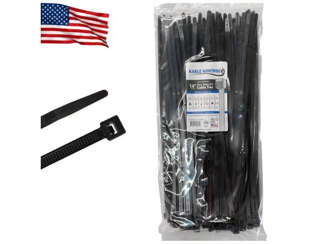 Made in USA Cable Ties, 14 Inch 100 Pcs 120 Lbs Test Black Self-locking Zip Ties UV Resistant Plastic Nylon Wire Ties, for Indoor or Outdoor Use Made in USA Cable Ties, 14 Inch 100 Pcs 120 Lbs Test Black Self-locking Zip Ties UV Resistant Plastic Nylon Wire Ties, for Indoor or Outdoor Use