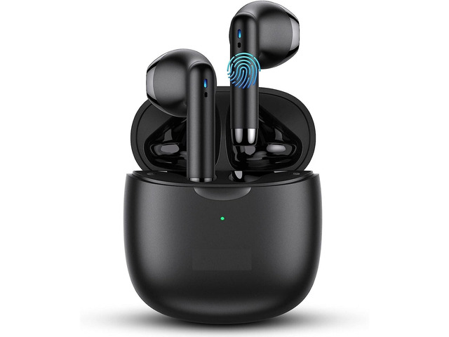 for Motorola Edge in-Ear Earphones Headset with Mic and Touch Control TWS Wireless Bluetooth 5.0 Earbuds with Charging Case - Black