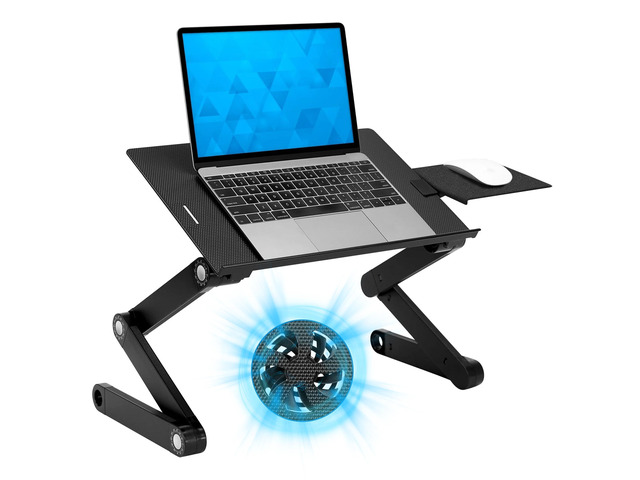 Adjustable Laptop Stand & Lap Desk with USB Cooling Fans, Large Aluminum Laptop Tray with Mouse Pad, Portable Sit-Stand Laptop Desk for Bed, Couch...