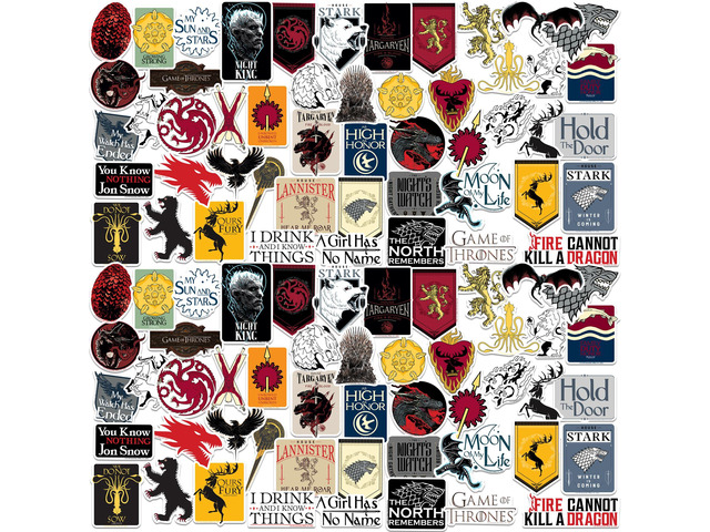 Game of Thrones 150ct Vinyl L Deluxe Stickers, Skateboard, Indoor/Outdoor