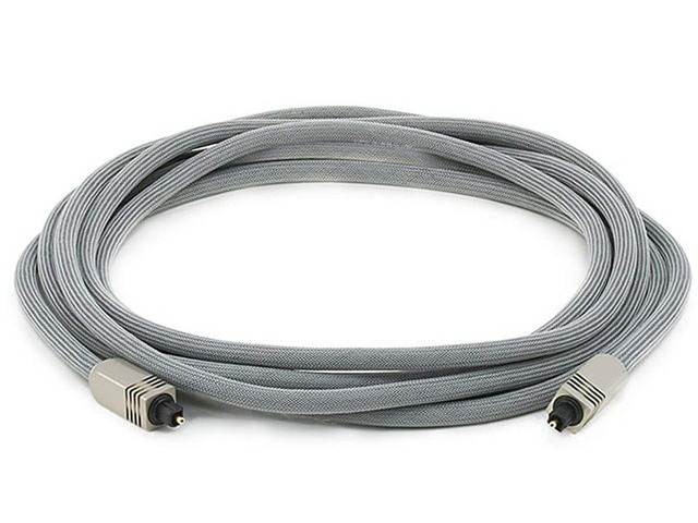 102765 Premium S/PDIF (Toslink) Digital Optical Audio Cable - Silver - 12ft Heavy Duty Mesh Jacket, Metal Connector Heads, For Play Station, Xbox...