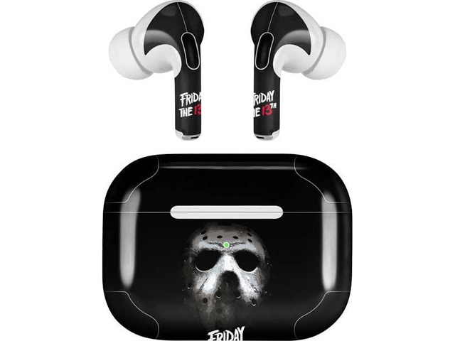 Decal Audio Skin Compatible with Apple AirPods Pro - Officially Licensed Warner Bros Friday The 13th Jason Voorhees Design