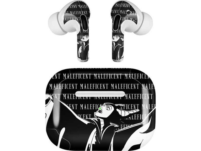 Decal Audio Skin Compatible with Apple AirPods Pro - Officially Licensed Disney Villains Maleficent Black and White Design