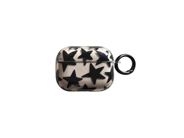 Clear Case with Black Star for AirPods Pro 3 with Keychain Soft Shockproof Protective Cover,Y2K Aesthetic Star Design,Cute Accessory for Women...