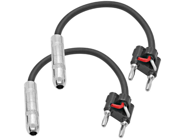 SAPT514-2 Pack of 6 Inch Banana Plug to 1/4 Inch TS Mono Female Patch Cables - Banana Male to 1/4' Female Speaker Adapter