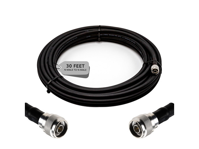 Bolton400 Ultra Flex Cable 30ft, N Male to N Male, Black LMR400 Equivalent Heavy-Duty Ultra-Low-Loss 50-Ohm Cable for Home and Commercial Signal...