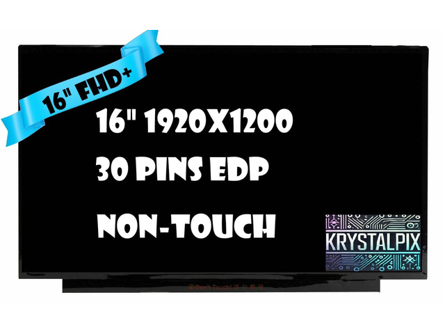 New LCD Display FITS- Replacement LCD for NV160WUM-NH0 LCD LED Screen 16' FHD+ IPS Replacement Non-Touch 30 pins Panel