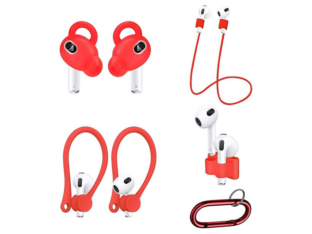 SaharaCase Silicone Accessories Kit for Apple AirPods 3 (2021 3rd Generation) [Rugged] Full Body Protection Antislip Grip Slim Fit (Red)
