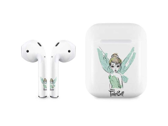 Decal Audio Skin Compatible with Apple AirPods - Officially Licensed Disney Tinker Bell Watercolor Fairy Art Design