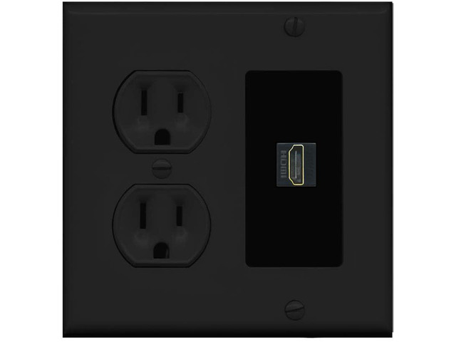 Custom HDMI Wall Plate 1 Port - Round Outlet [Black/Black]