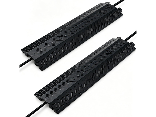 Heavy Duty Cord Cover 2 Pack 40 Inch Cable Protector Ramp 11000 lbs, Outdoor Floor Wire Cover with 4' Wide Channel, Modular Interlocking Anti Trip...
