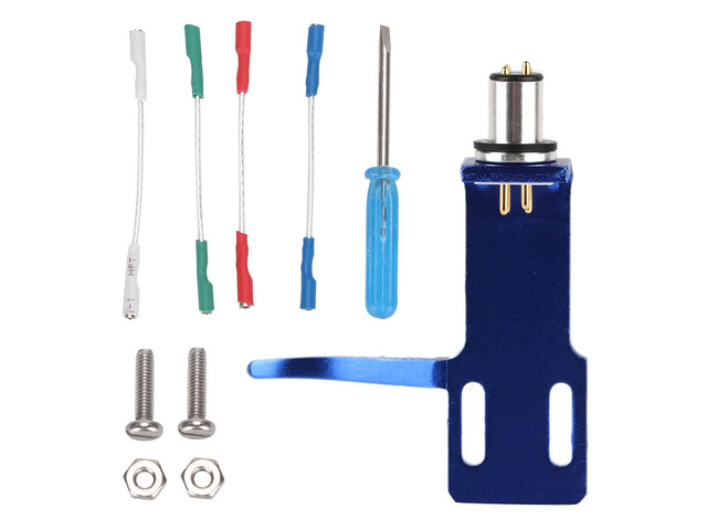 Turntable Headshell, Premium Aluminum Alloy Phono Cartridge Headshell with 4 Cables 2 Screw Pairs Universal Connector Kit for Record Player...