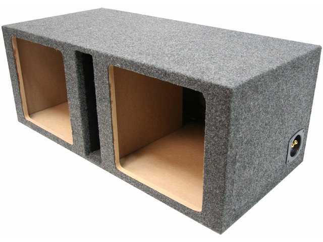 Dual 10' Square Vented Sub Box Subwoofer Enclosure ASC 210SQV Twin ported woofer cabinet, empty unloaded car audio design, universal trunk fit,...