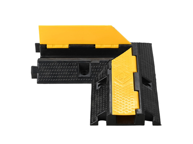 90° Left Turn/Right Turn Corner for 1-Channel Cable Protector Ramp, Heavy Duty Rubber Cord Cover, 22,000 Lbs Load Capacity, Modular Drive Over...