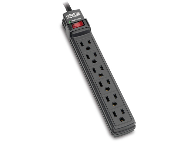 6 Outlet Surge Protector Power Strip, 6ft Cord, Black, Manufacturer's & $10,000 Insurance (TLP6B)