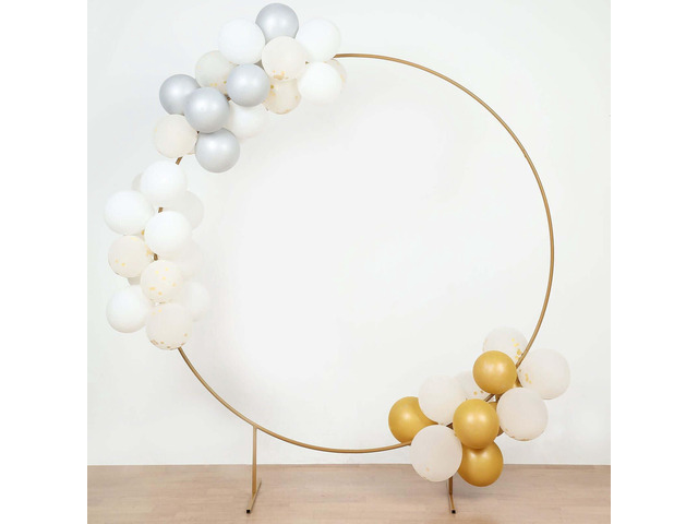Efavormart 6.5ft Gold Metal Circle Backdrop Stand, Large Round Balloon and Flower Arch Frame with Stable Base for Wedding Ceremonies and Grand Events