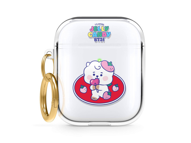 BT21 Case for AirPods Case 1 & 2 Clear Case with Keychain, Reduced Yellowing and Smudging, Supports Wireless Charging [Official Merchandise] [RJ]