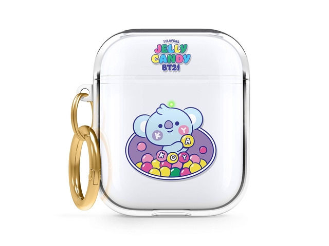 BT21 Case for AirPods Case 1 & 2 Clear Case with Keychain, Reduced Yellowing and Smudging, Supports Wireless Charging [Official Merchandise] [KOYA]