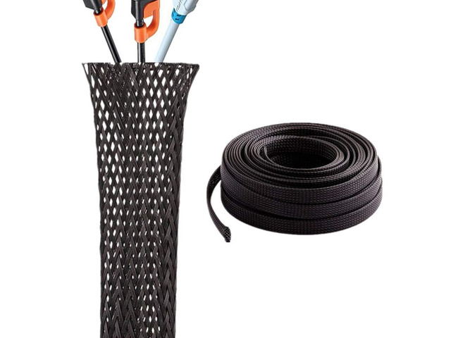 1/8 Inch Clean Cut Braided Cable Sleeve-Black-25 Feet