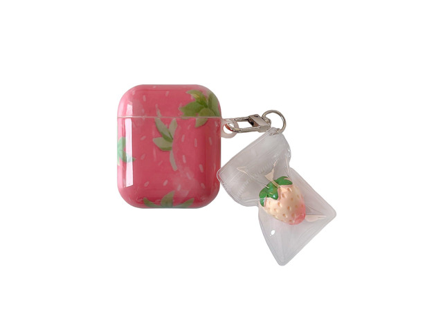 for AirPods 4th Generation Case with 3D Strawberries Keychain,Classic Kawaii Strawberry Print Aesthetics Fruit Pattern Shockproof Protective Cover...