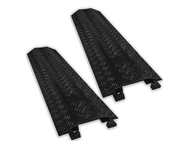 EZ Runner PVC Drop Over Cable Ramp Cable Protector - Single Channel - Black (Pack of 2)