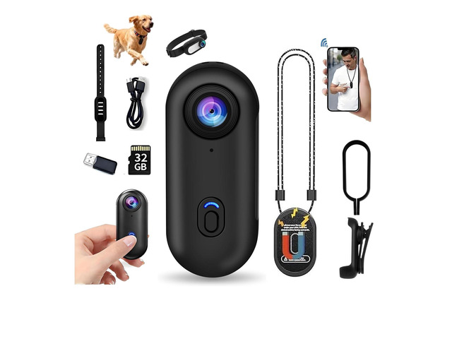 4K HD Mini WIFI Action Camera, Thumb-Sized POV Portable Body Camera,Wearable Sport Cam,with Magnetic Lanyard,360°Rotatable Clip, Suitable for...