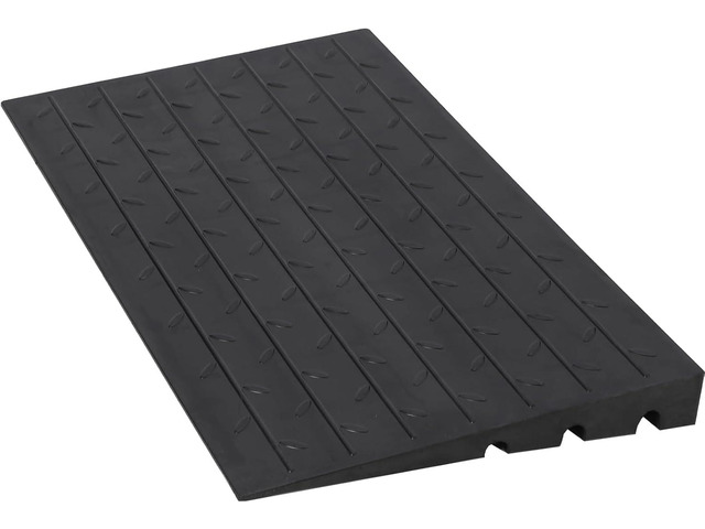 Car Driveway Rubber Curb Ramps Heavy Duty Threshold Gutter Slope Ramp 3 Inch High Cable Cover, Water Channel for Drainage, Curbside Bridge Ramp for...