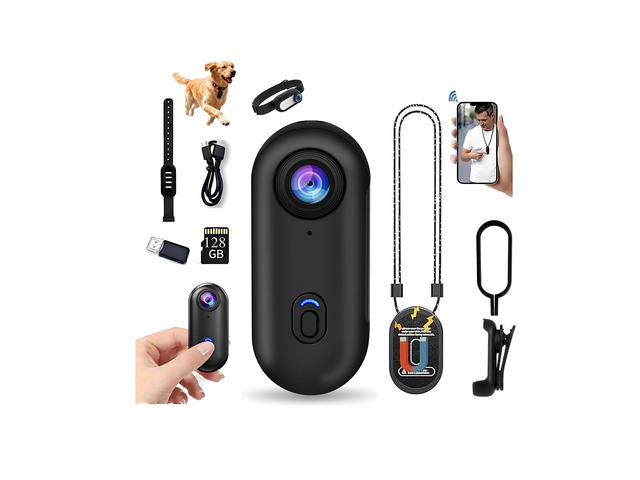 4K HD Mini WIFI Action Camera, Thumb-Sized POV Portable Body Camera,Wearable Sport Cam,with Magnetic Lanyard,360°Rotatable Clip, Suitable for...