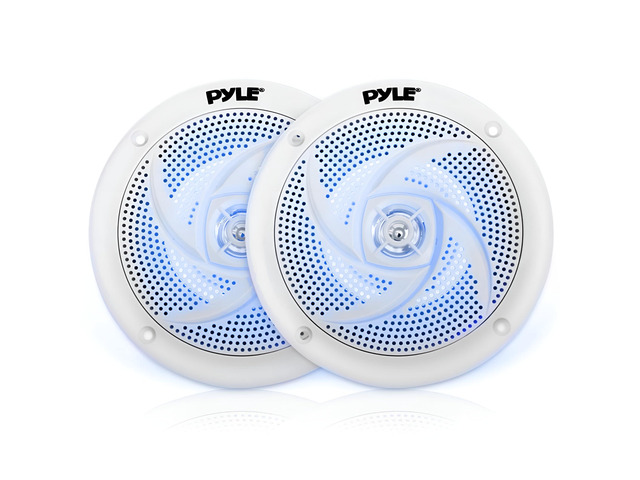 Marine Speakers - 4 Inch 2 Way Waterproof and Weather Resistant Outdoor Audio Stereo Sound System with LED Lights, 100 Watt Power and Low Profile...