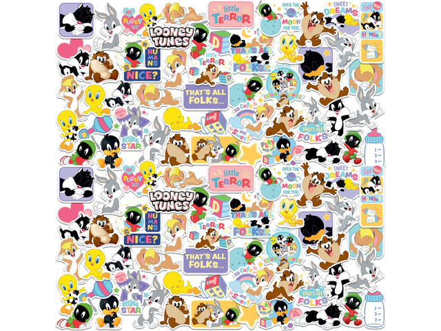 Looney Tunes Cute & Cuddly Collection 100 Vinyl Stickers Waterproof Die-Cut