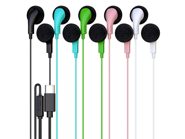 40 Pack Bulk Wired Earphones, USB-C, in-Ear, Mic, Compatible with Phone, Tablet, Laptop, PC for School, Online Class, Meeting, Web Conference,...