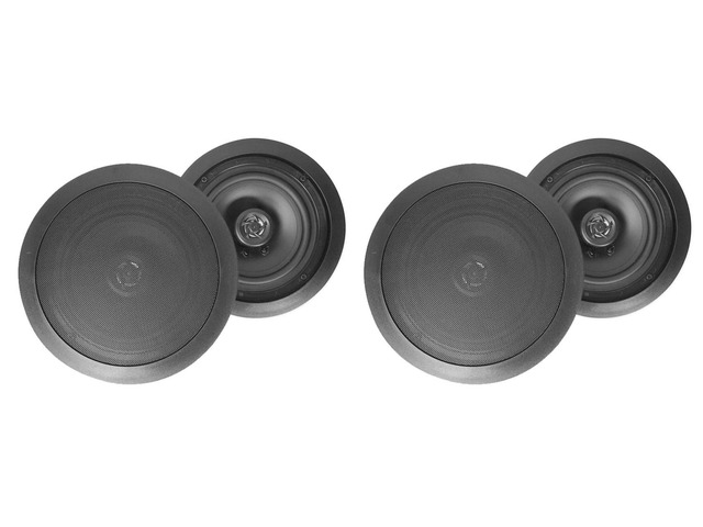 HC85 Black 8' Ceiling Home Audio Speakers, 8 Ohm, 2-Way, 4-Pack 700W Peak / 240W RMS, Swivel Tweeter, Polypropylene Cone, Flush Mount, Paintable...