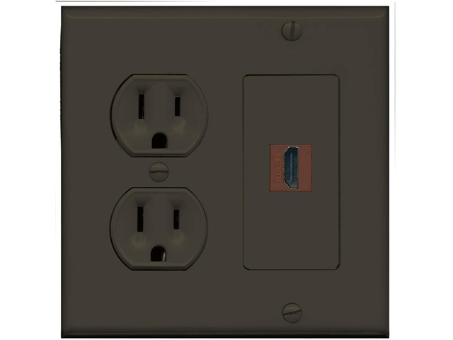 Custom HDMI Wall Plate 1 Port - Round Outlet [Brown/Brown]